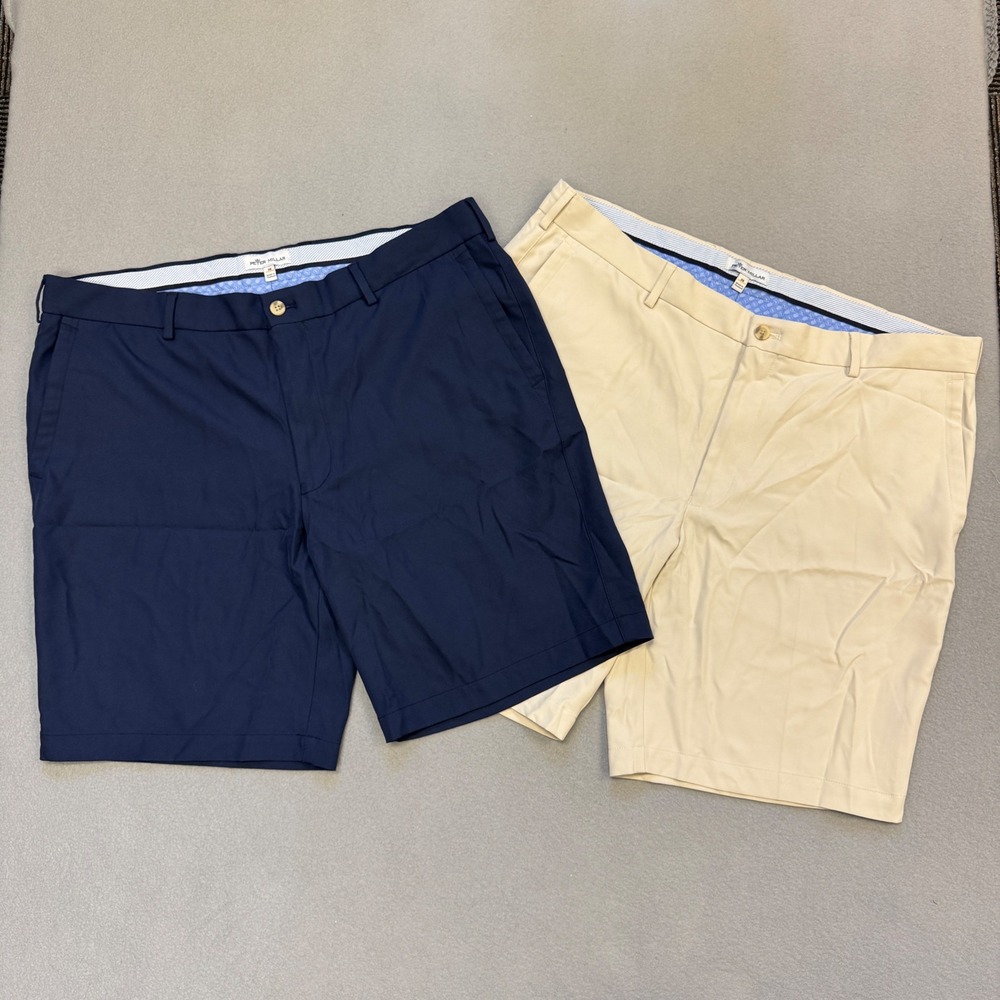 Peter Millar Salem Performance Shorts Mens 38 Navy Stone Lot of 2 Golf Stretch